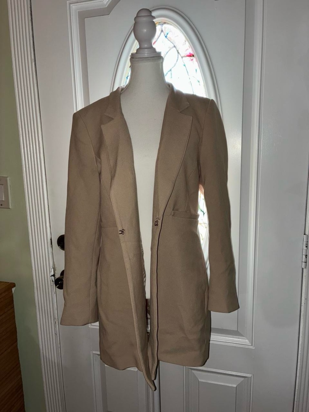 Zara Tan Long Blazer Coat